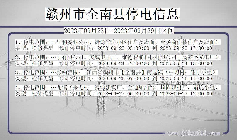 南康最新停电通告更新