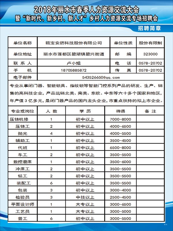 永康古山最新招工信息汇总